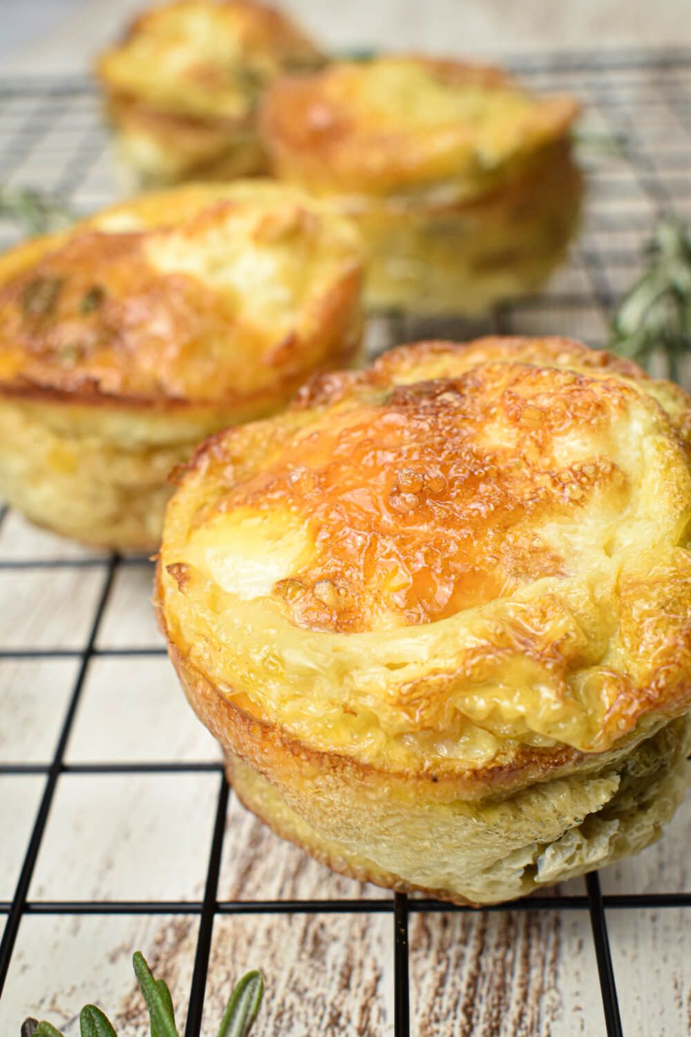 Asparagus Mushroom Frittata with feta cheese cooked into mini muffin cups.