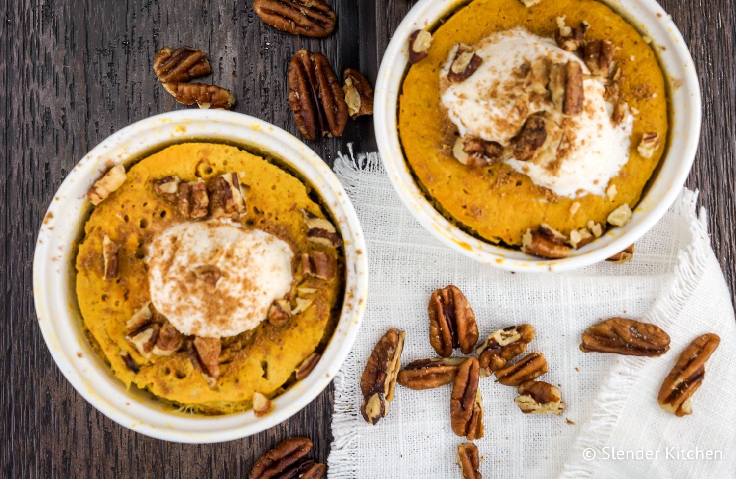 Microwave Pumpkin Custard on a wooden background