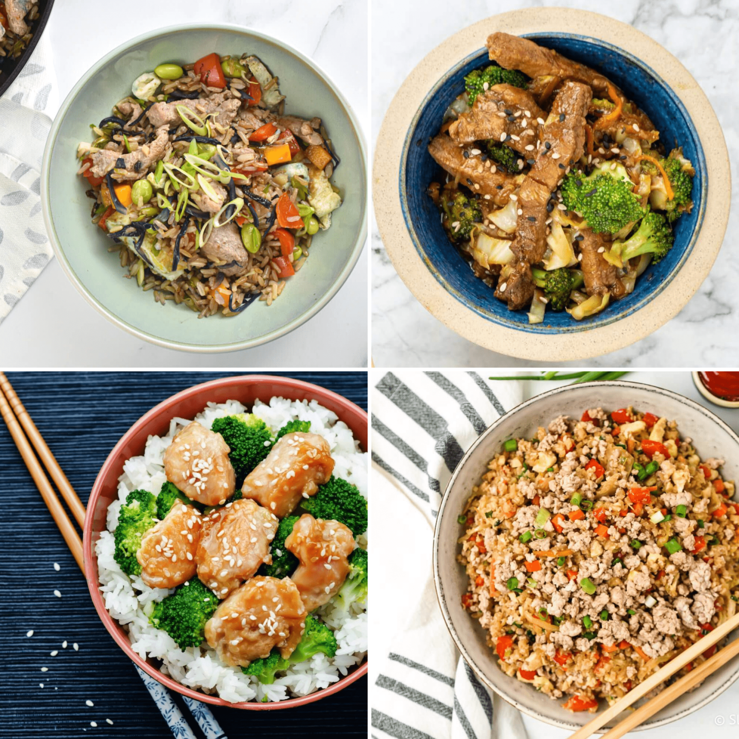 Pork stir fry recipes including fried rice, hoisin pork, General Tso