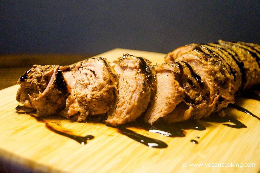 Slow Cooker Balsamic Brown Sugar Pork with a dark background.