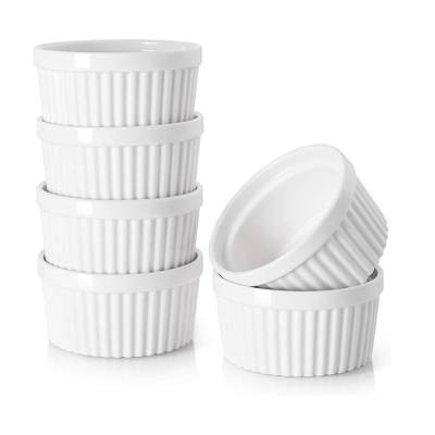  DOWAN 4 oz Ramekins - Ramekins for Creme Brulee Porcelain Ramekins Oven Safe, Classic Style Ramekins for Baking Souffle Ramekins Ramekins Bowls, Set of 6, White