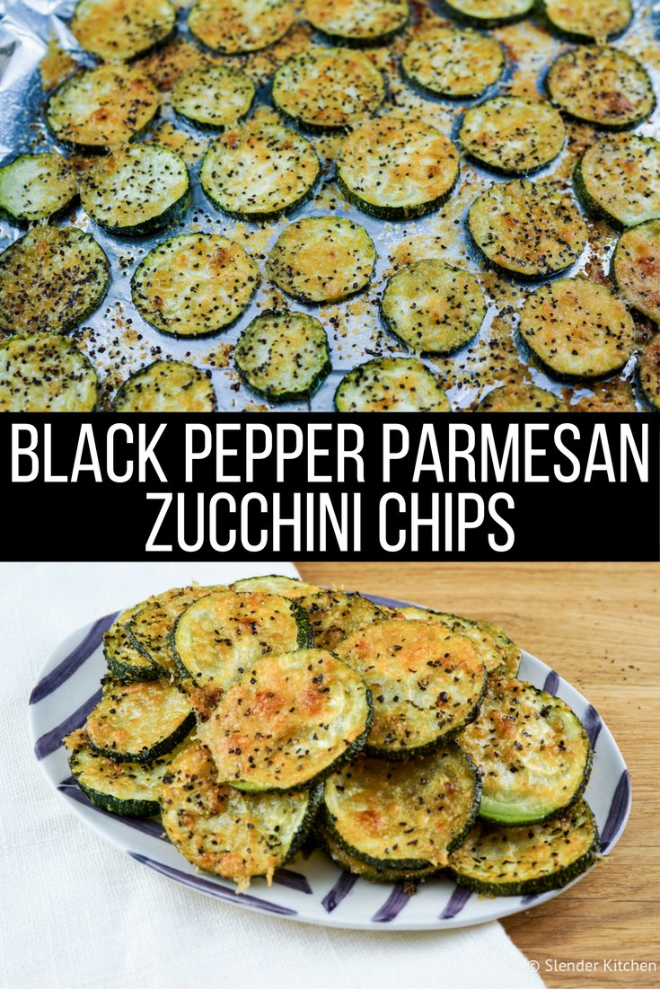 Black Pepper Parmesan Zucchini Chips - Slender Kitchen