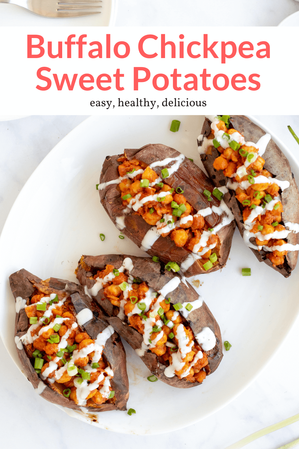 Buffalo Chickpea Stuffed Sweet Potatoes - Slender Kitchen