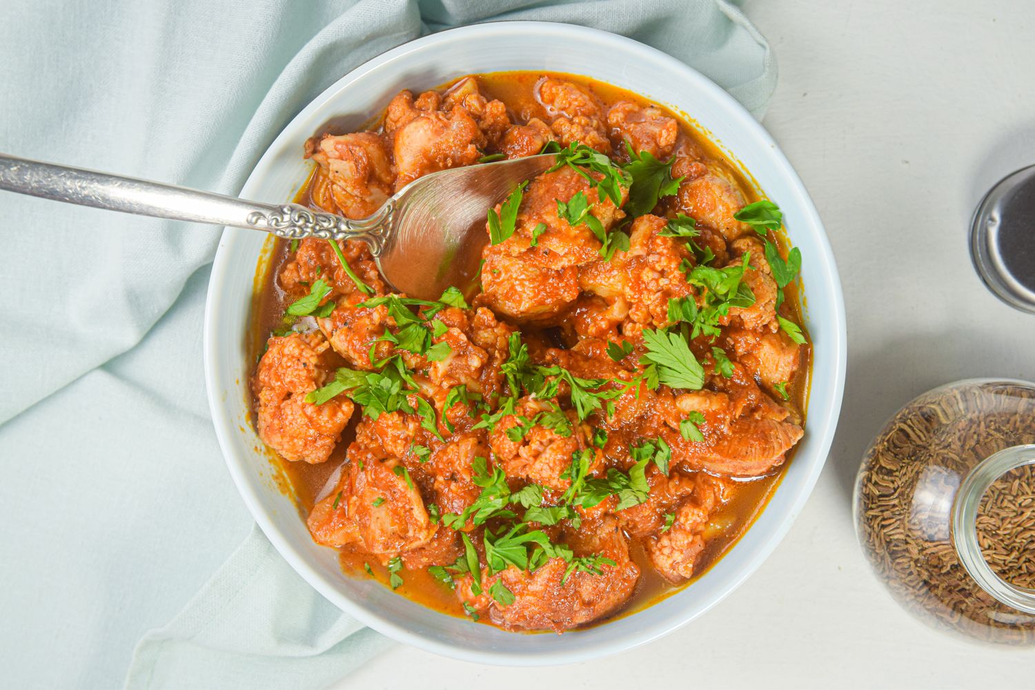 Slow Cooker Chicken Tikka Masala made with chicken thighs and cauliflower