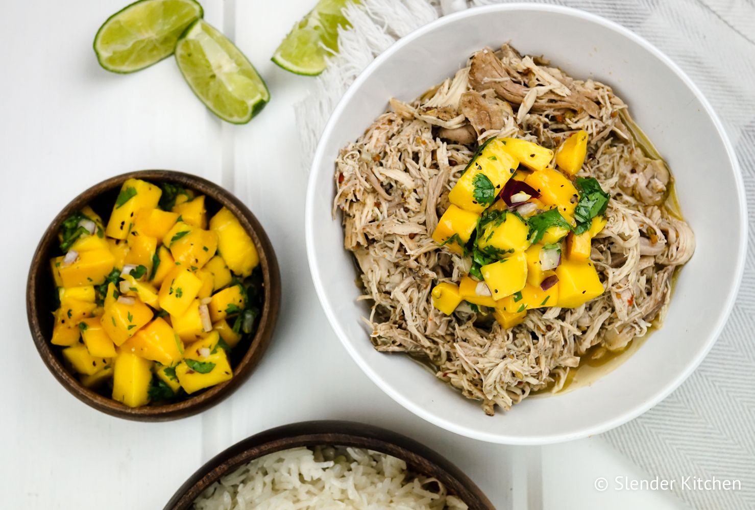 Slow Cooker Jerk Chicken Thighs with Mango Salsa