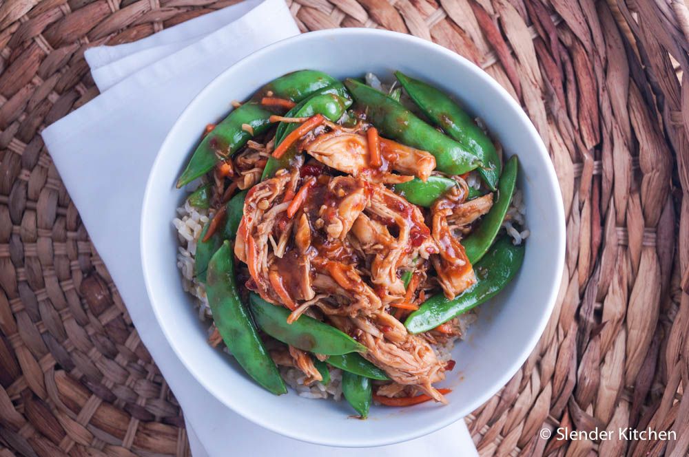 Slow Cooker Spicy Hoisin Chicken Thighs and Snap Peas