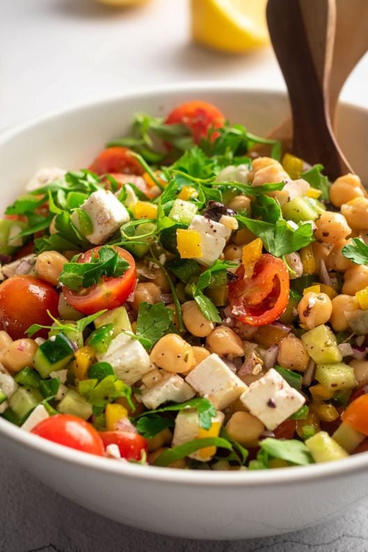 Chopped Greek Chickpea Salad - Slender Kitchen