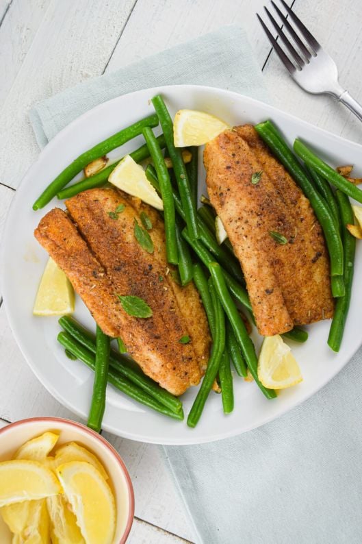 Pan Seared Tilapia with Green Beans - Slender Kitchen