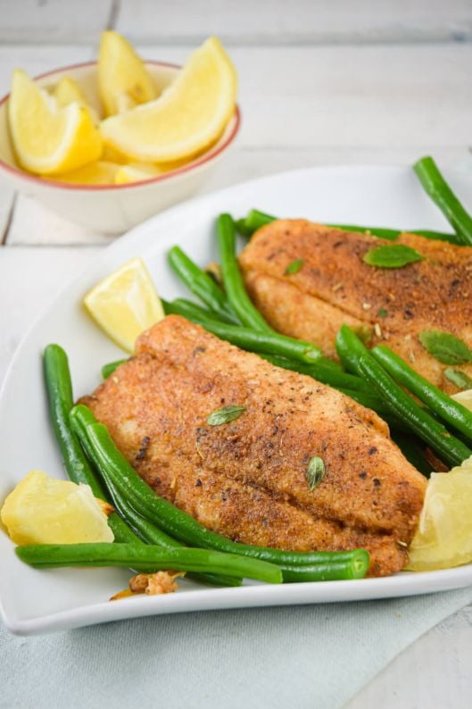 Pan Seared Tilapia with Green Beans - Slender Kitchen