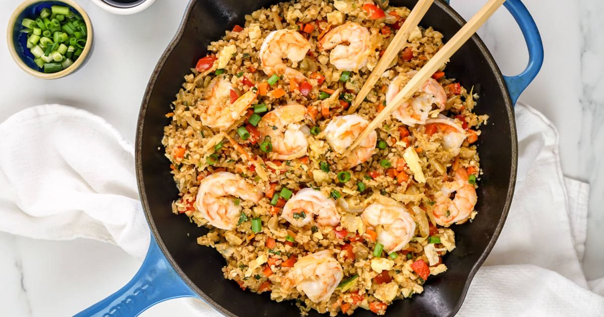 Cauliflower Shrimp Fried Rice - Slender Kitchen