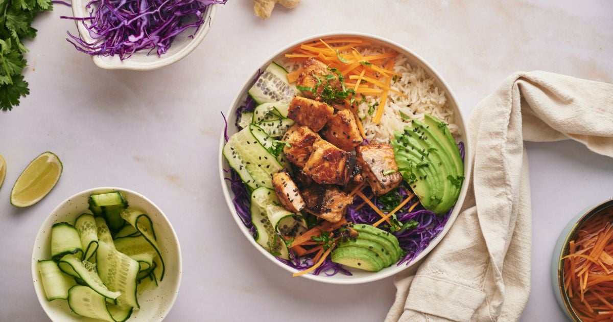 Crispy Asian Salmon Rice Bowls - Slender Kitchen