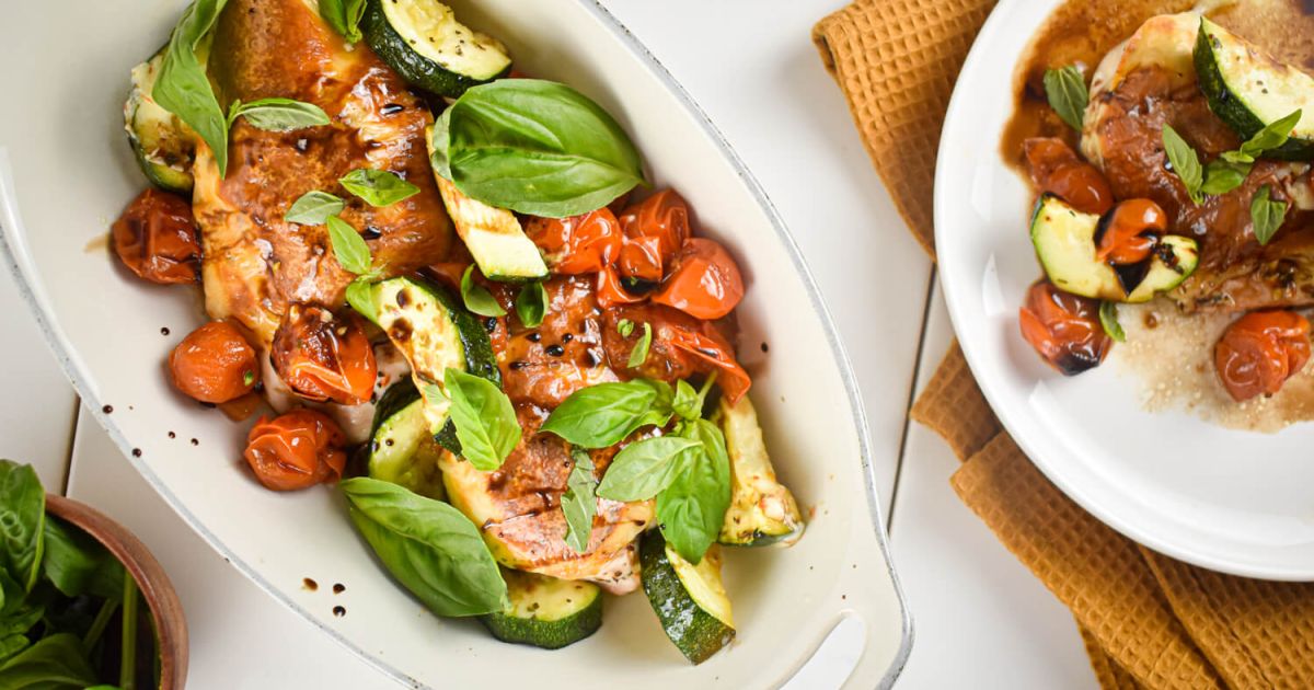 Sheet Pan Caprese Chicken - Slender Kitchen