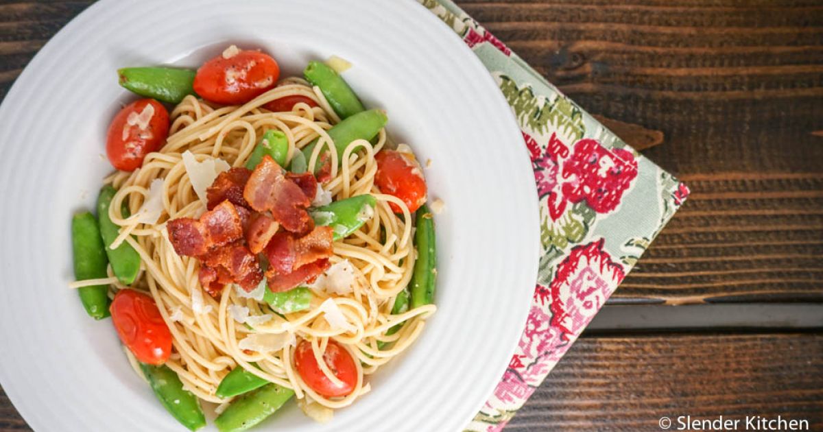 sugar-snap-pea-and-bacon-pasta-slender-kitchen