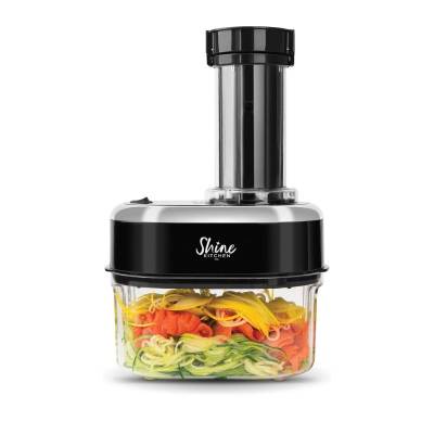 Shine Kitchen Co SES-100 Electric Spiralizer for Veggies, Spiral Vegetable Cutter Makes and Holds Up to 4 Servings (60 oz) of Zucchini Noodles, Curly Fries, and More