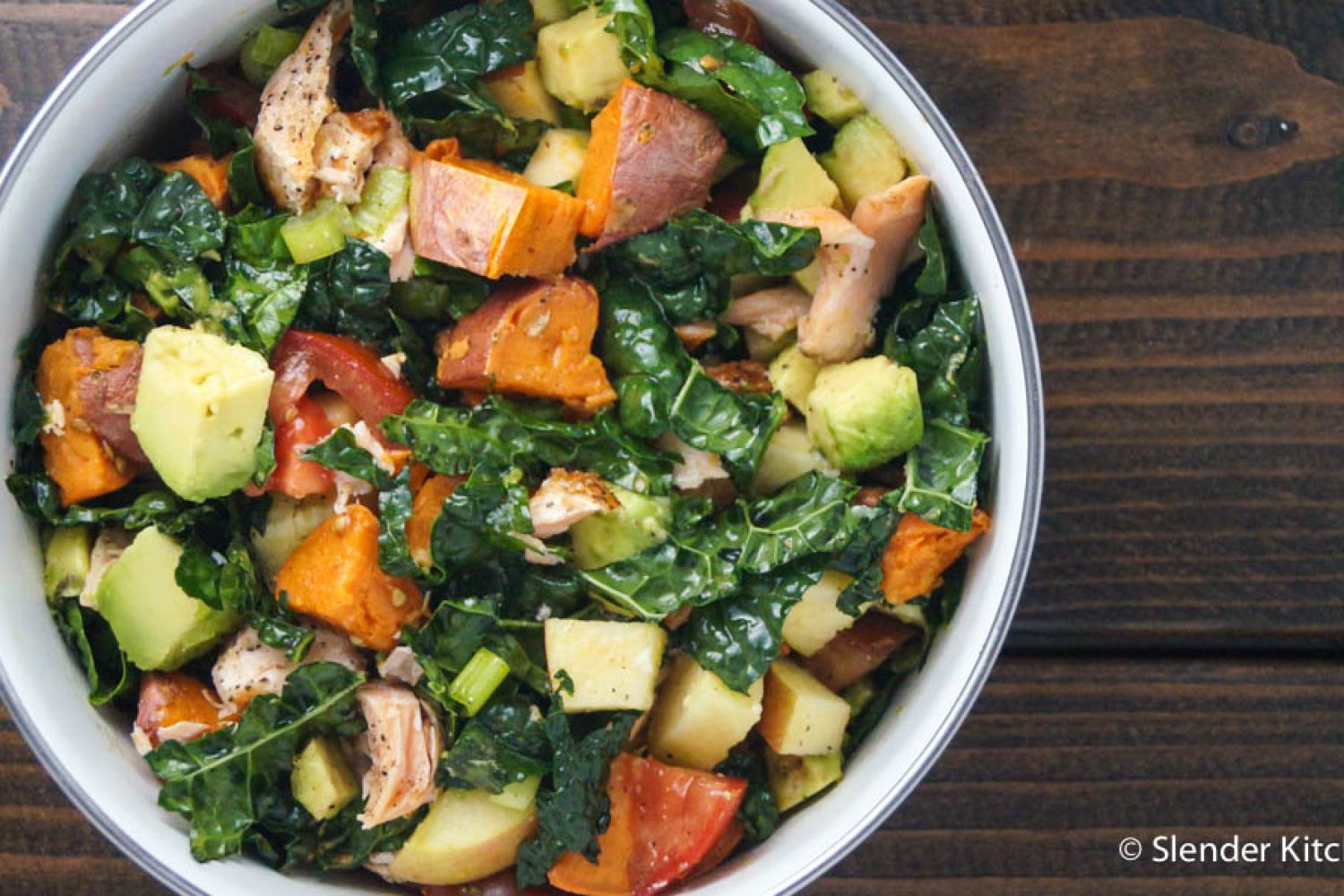 Salmon, Butternut Squash, and Avocado Kale Salad