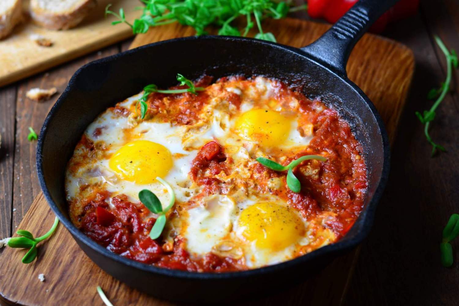 Baked Eggs with Tomatoes and Parmesan - Slender Kitchen