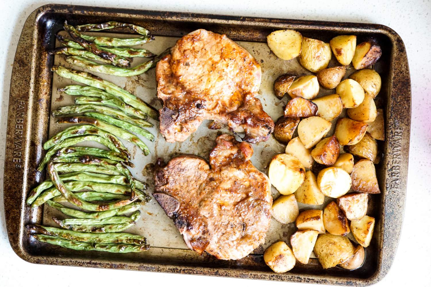 Sheet Pan Pork Chops, Potatoes, and Green Beans Slender Kitchen