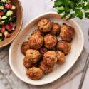 Greek meatballs with cucumber salad and tzatziki.