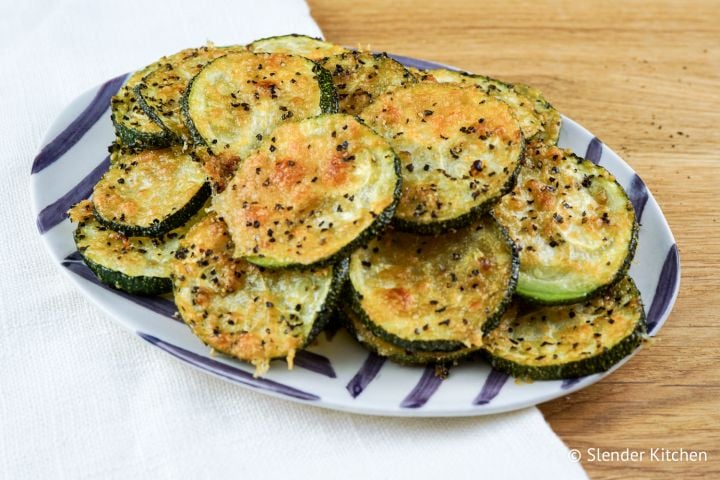 Black Pepper Parmesan Zucchini Chips - Slender Kitchen