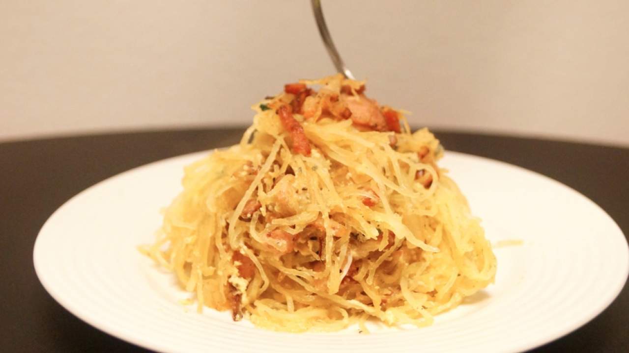 Spaghetti Squash Carbonara Slender Kitchen