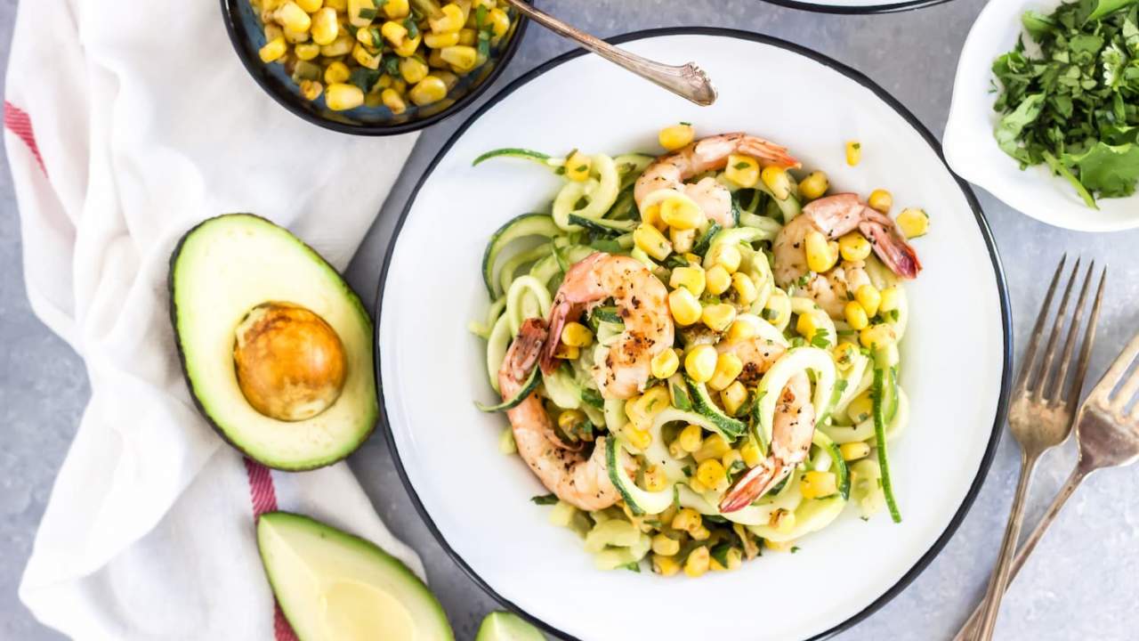 Avocado Zucchini Noodles With Shrimp - Slender Kitchen