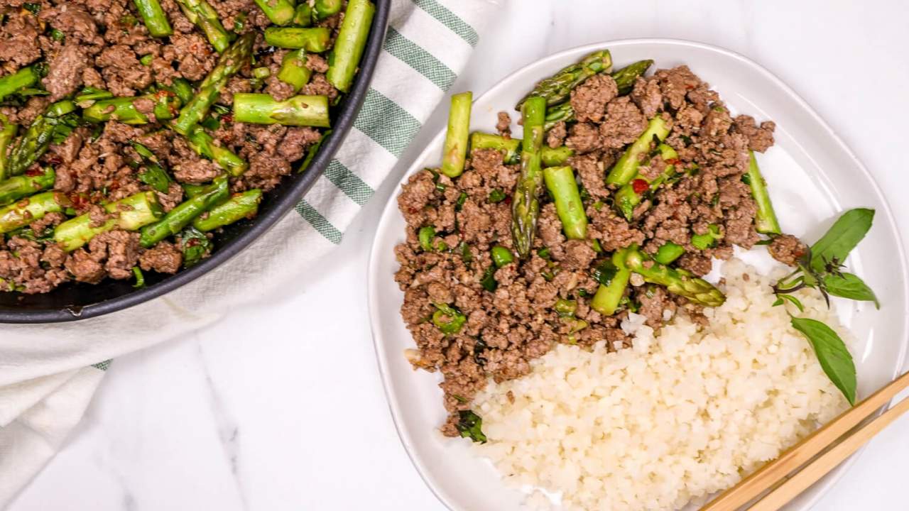 Thai Basil Ground Beef Bowl