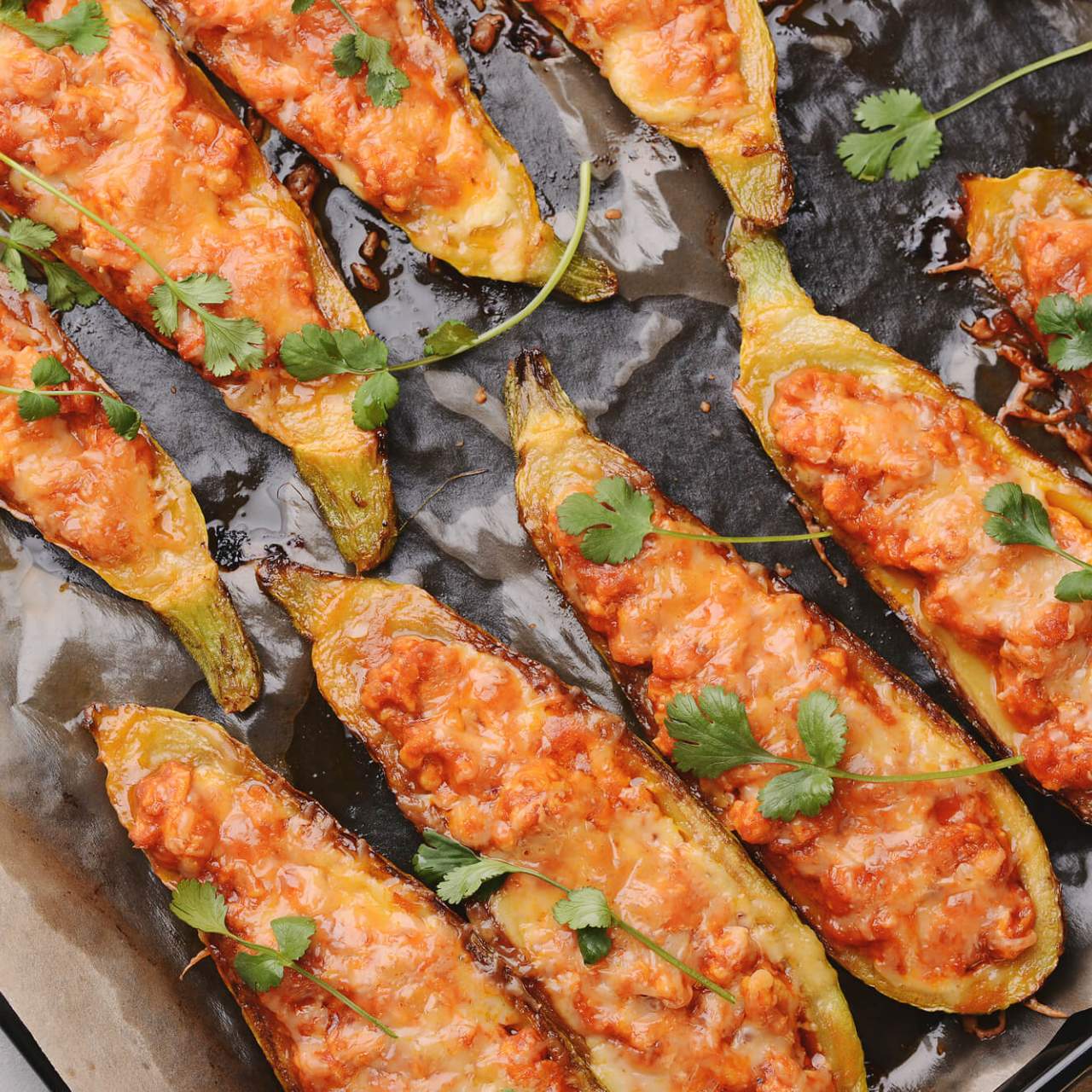 Chicken Parmesan Zucchini Boats Slender Kitchen