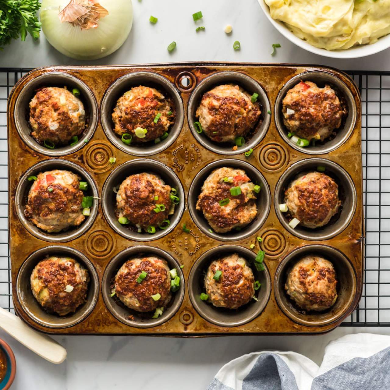Mini Lasagna Meatloaves + More Healthy Muffin-Pan Meatloaf Recipes