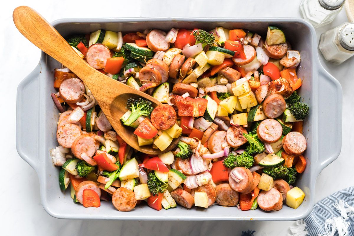 One-Pan Chicken, Sausage, Peppers, and Potatoes Recipe