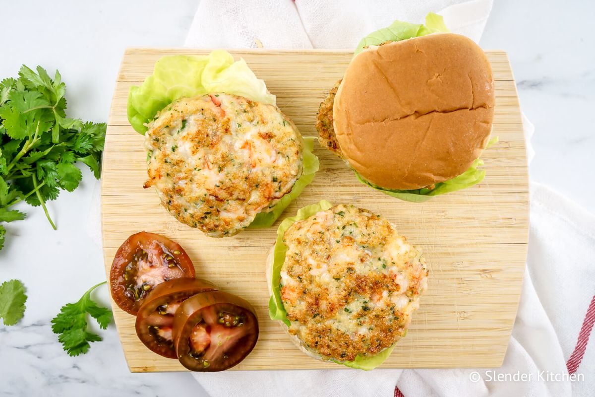 Crispy Shrimp Burgers - Slender Kitchen