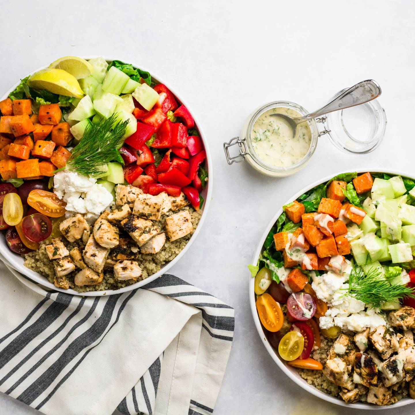 Mediterranean Chicken Meal Prep Bowls with Tahini Dressing