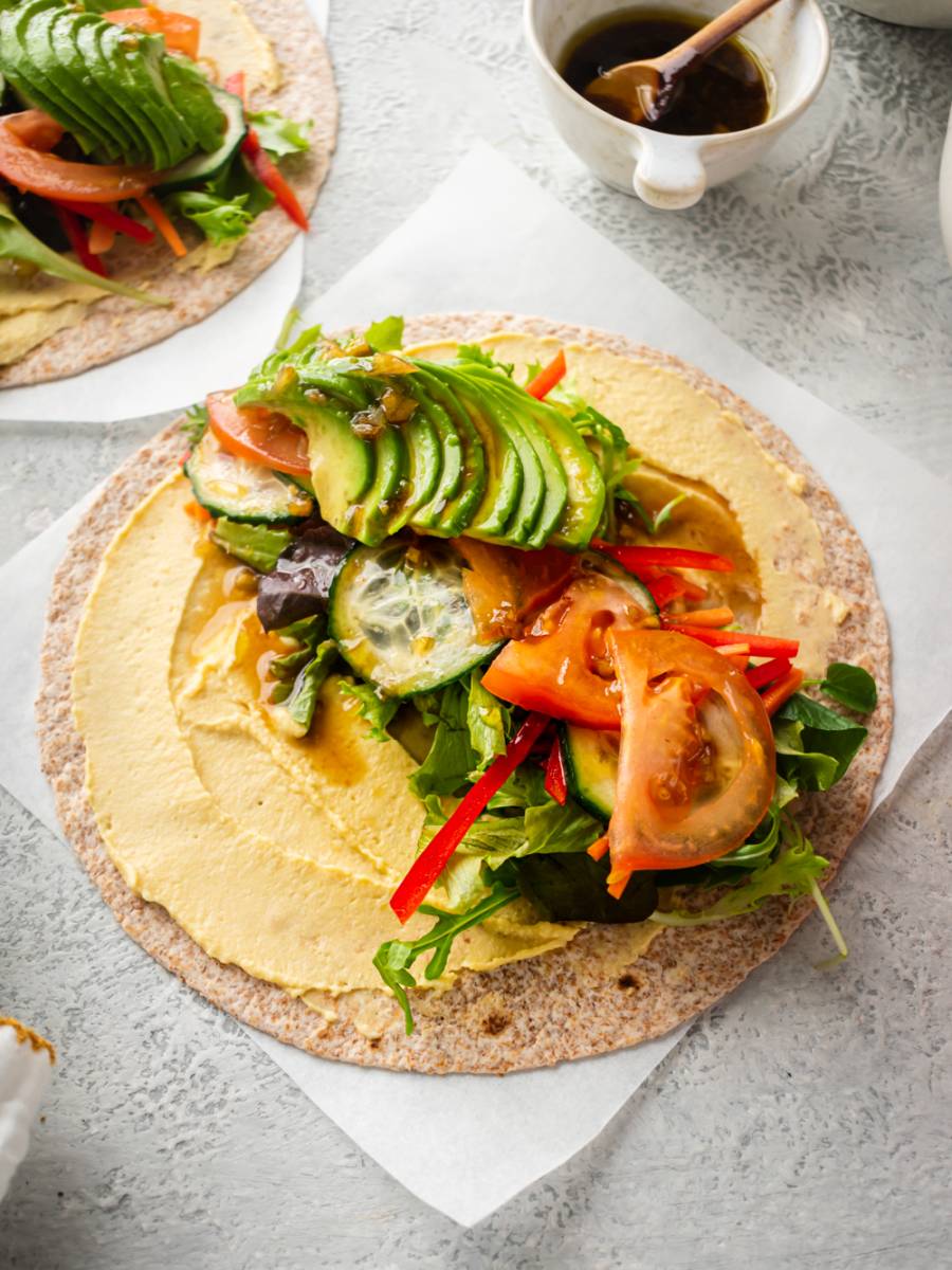 Veggie Wraps with Hummus and Avocado - Bowl of Delicious